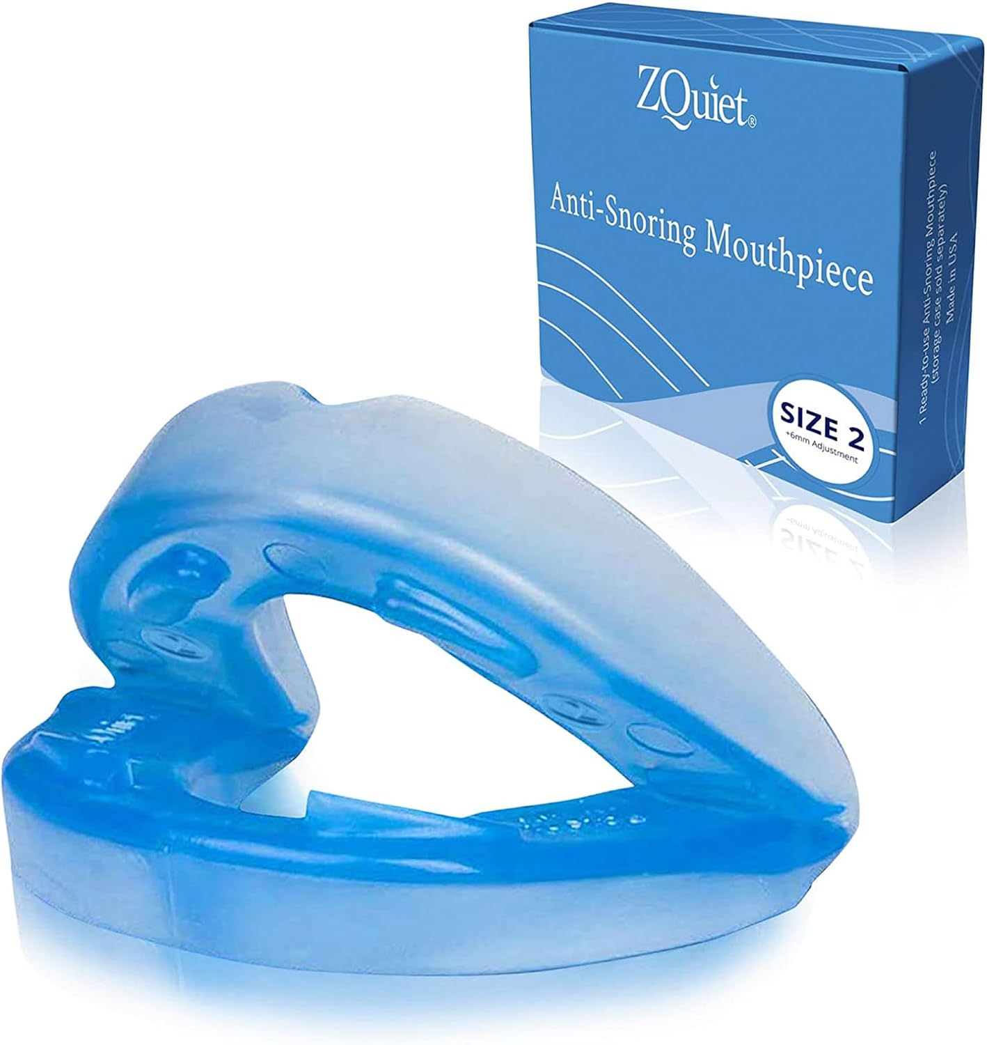 ZQuiet Anti-Snoring Mouthpiece Single Pack, Size 2, Blue