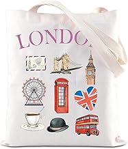 TGBJE London Tote Bag London Trip Vacation Gifts London Travelers Gifts Big Ben Handle Bag British Theme Shopping Bag