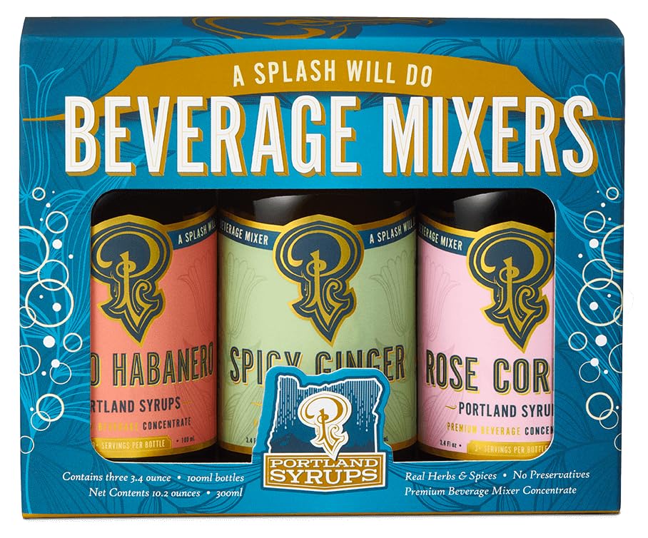 Portland Syrups - Sampler Pack - CHOOSE YOUR OWN FLAVORS - Premium Beverage Concentrates for Cocktails, Mocktails, Soda, Tea, Coffee, Baking and More - Organic Ingredients and 40% Less Sugar - Gift Set - Box of Three (3.4oz Bottles) - Drink Syrups/Mixers
