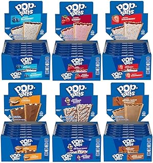 Make Your Day Pop Tarts Toaster Pastry Variety, Frosted Brown Sugar Cinnamon, S'mores, Strawberry, Blueberry, Cherry, and Hot Fudge Sundae, 3.3 Ounce (Pack of 6) - with MYD Bag Clip