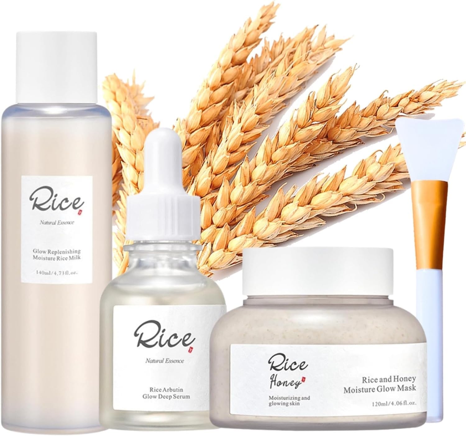 Ground Rice and Honey Glow Mask,3PCS Rice Mud Mask Skincare Set with Rice Clay Mask,Face Serum,Face Toner,Clay Mask For Pores,Face Masks Beauty,Deep Cleansing,Reducing Pores & Acne,Korean Face Mask