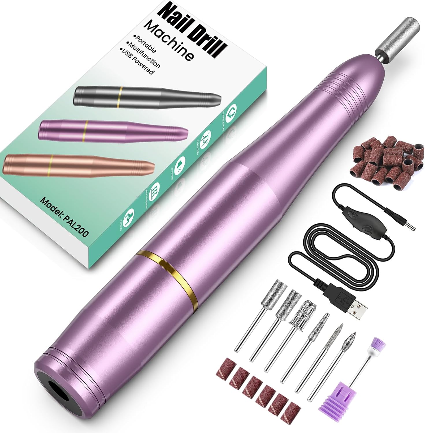 Electric Nail File, Professional Nail Drill Machine for Gel Nails, 20000RPM Adjustable Speed, Electric Nail Drill E File for Nail, Portable Manicure Pedicure Set for Women Girls Mum Nail Care Gifts