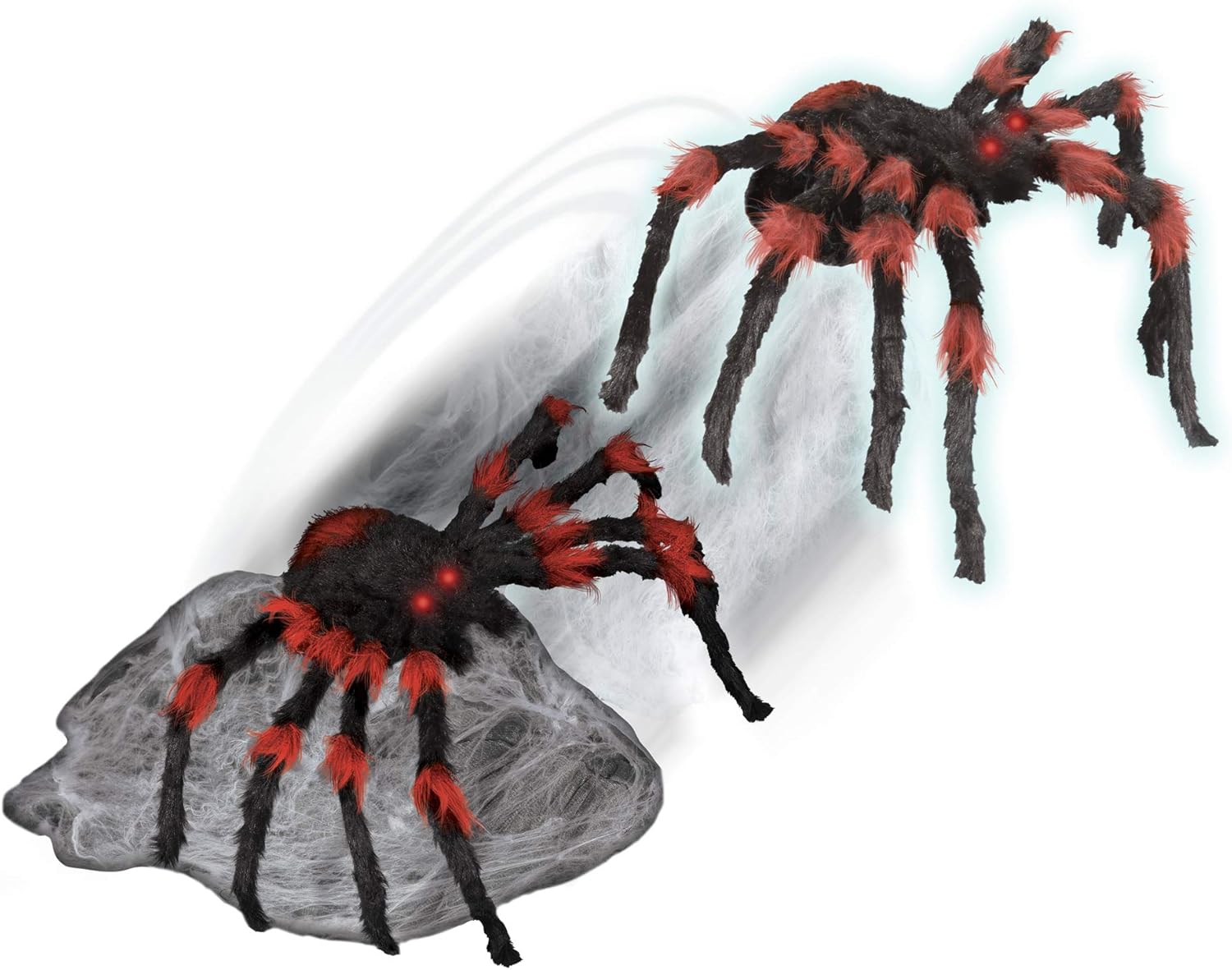 Spirit Halloween LED Red and Black Jumping Spider Animatronic | Halloween Décor | Horror Décor | 21 Inches | Moving Prop