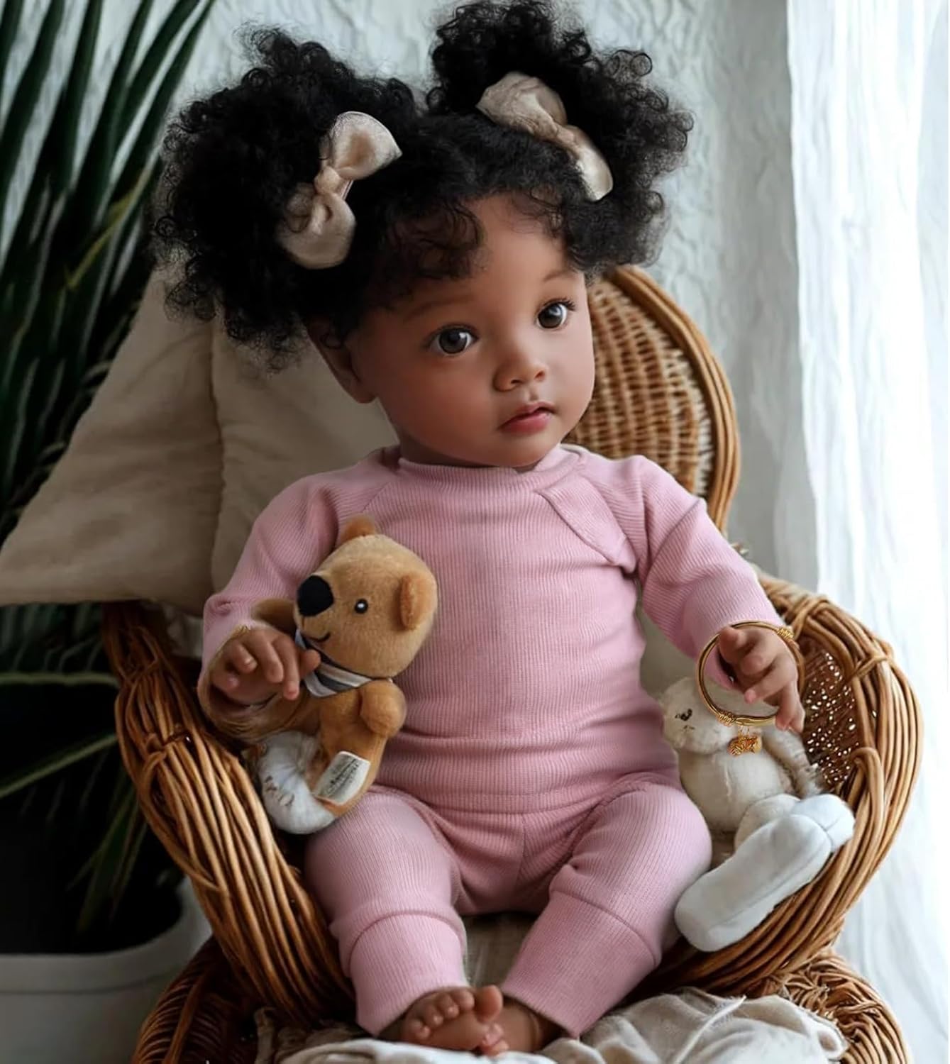 BABESIDE Lifelike Reborn Baby Dolls Daisy Black Girl- 20 Inch Soft Body Realistic-Newborn Handmade Real Life Baby Dolls with Clothes and Toy Gift for Kids Age 3+