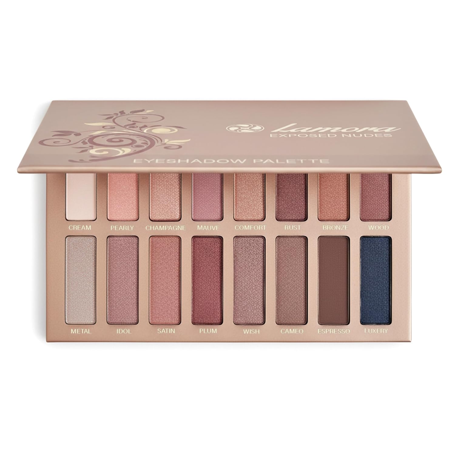 Lamora Exposed Eyeshadow Palette - 16 Soft Nude Shimmer & Matte Shades
