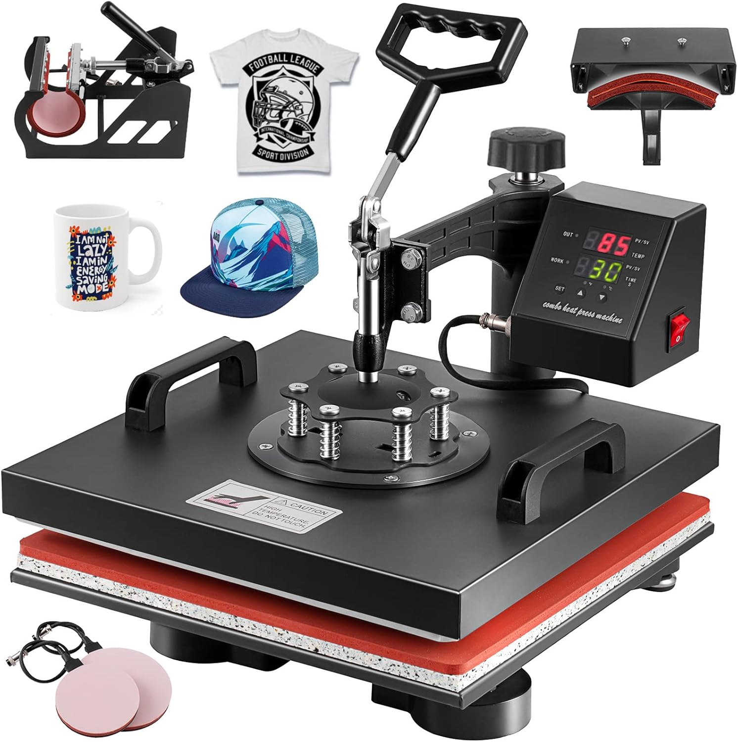 5 in 1 Heat Press Machine, Heat Press 15x15 inch, T Shirt Pressing Machine Slide Out Design, Multifunction Heat Press Transfer Machine Sublimation Combo for T-Shirt/Hat/Mug/Plate