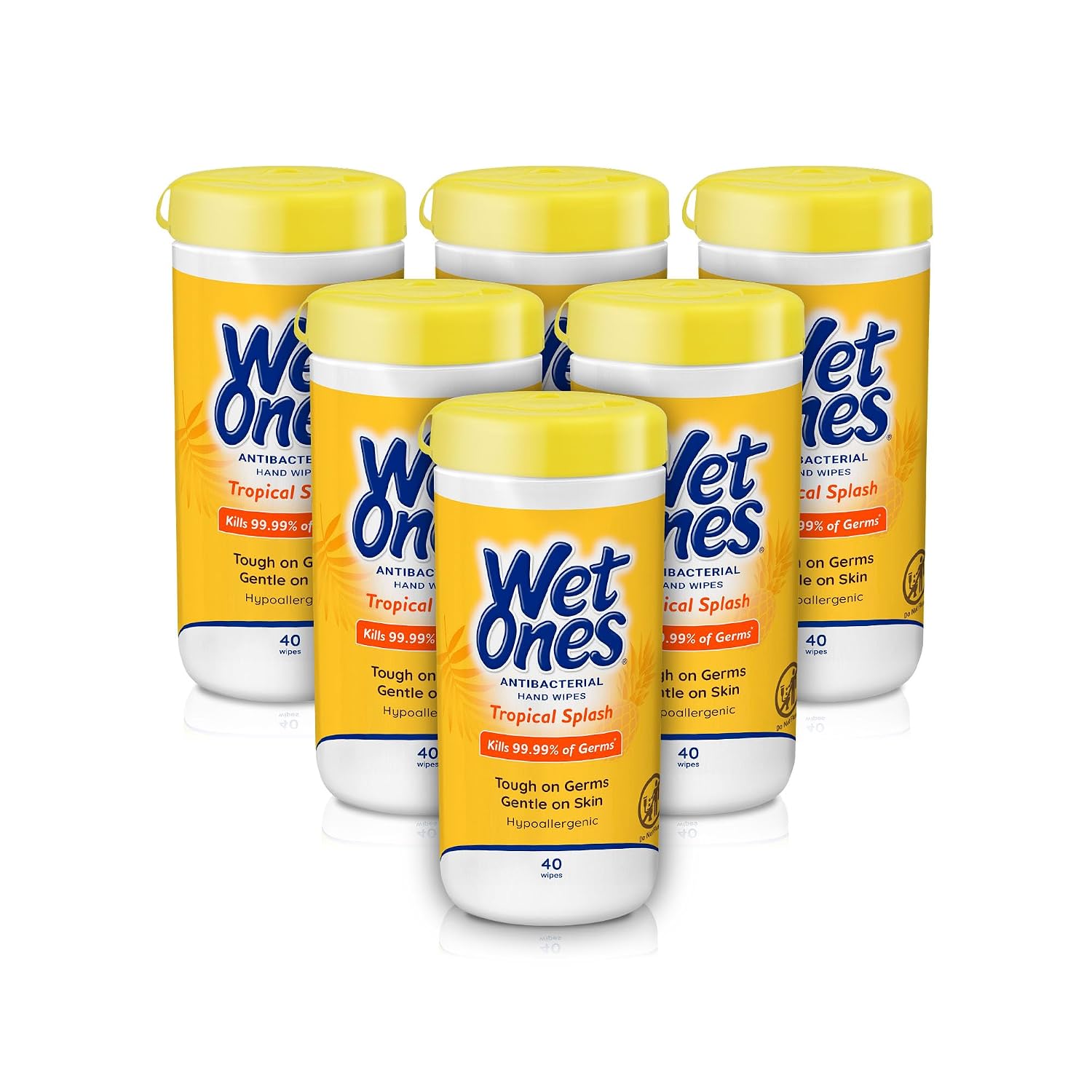 Wet Ones Antibacterial Hand Wipes, Tropical Splash, 40 ct Canister (6 Pack)
