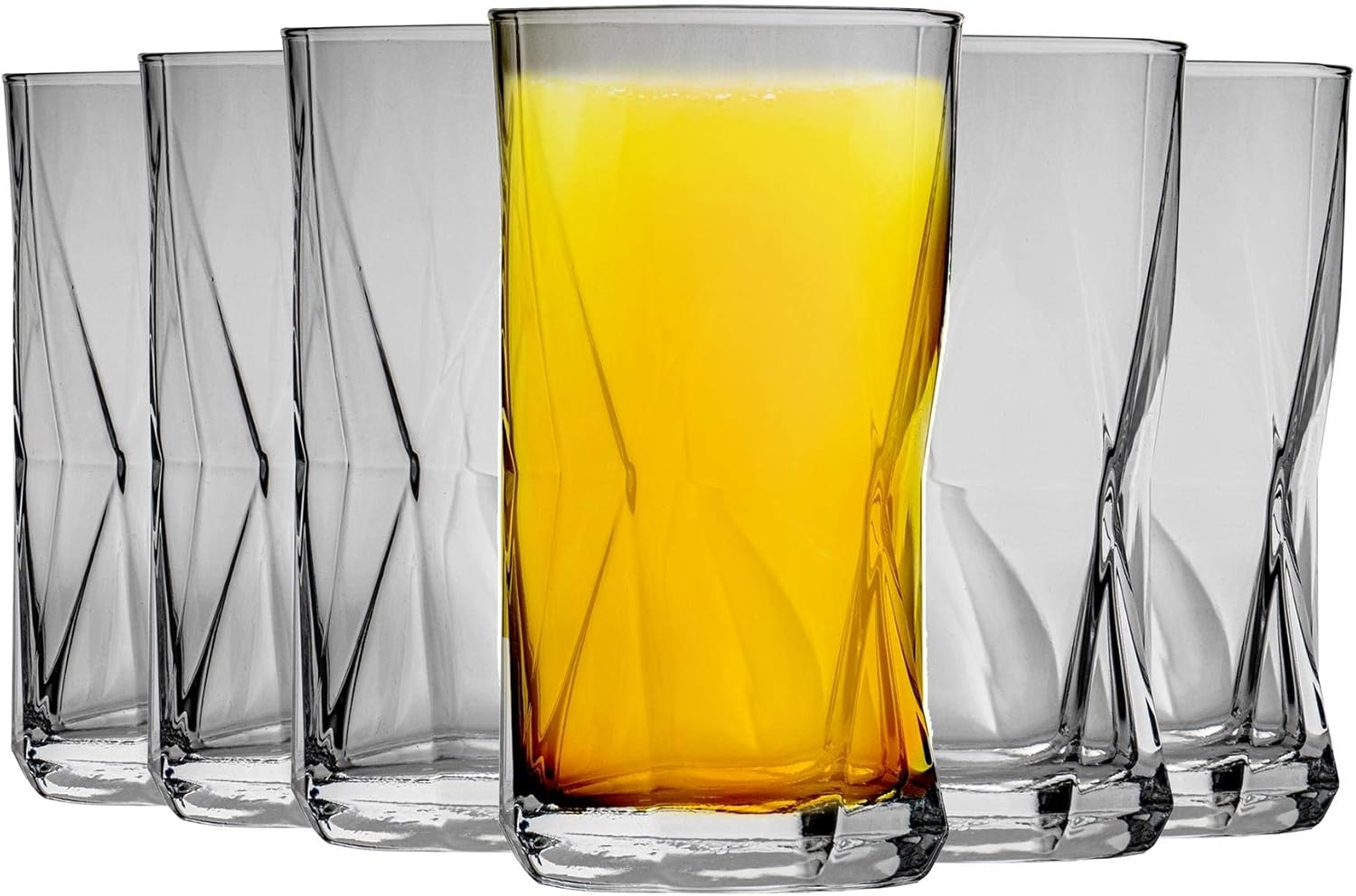 Bormioli Rocco Cassiopea Geometric Highball Cocktail Glasses Set - 480ml - Pack of 6