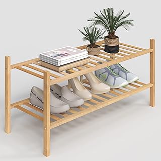 Z&L HOUSE 2-Tier Shoe Rack for Closet, Stackable Shoes Rack Organizer Free Standing Shoe Shelf for Entryway and Closet Hallway, Multifunctional Bamboo Rack in Different Combinations (2-Tier)