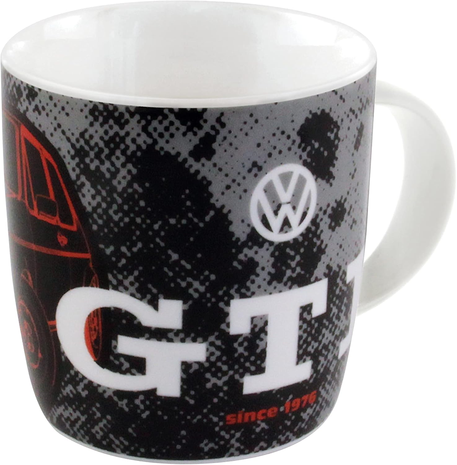 BRISA VW Collection - Volkswagen Ceramic Coffee-Tea-Cappuccino Mug Cup in GTI Golf Design (370 ml/12.5 fl oz/GTI Front/Black)