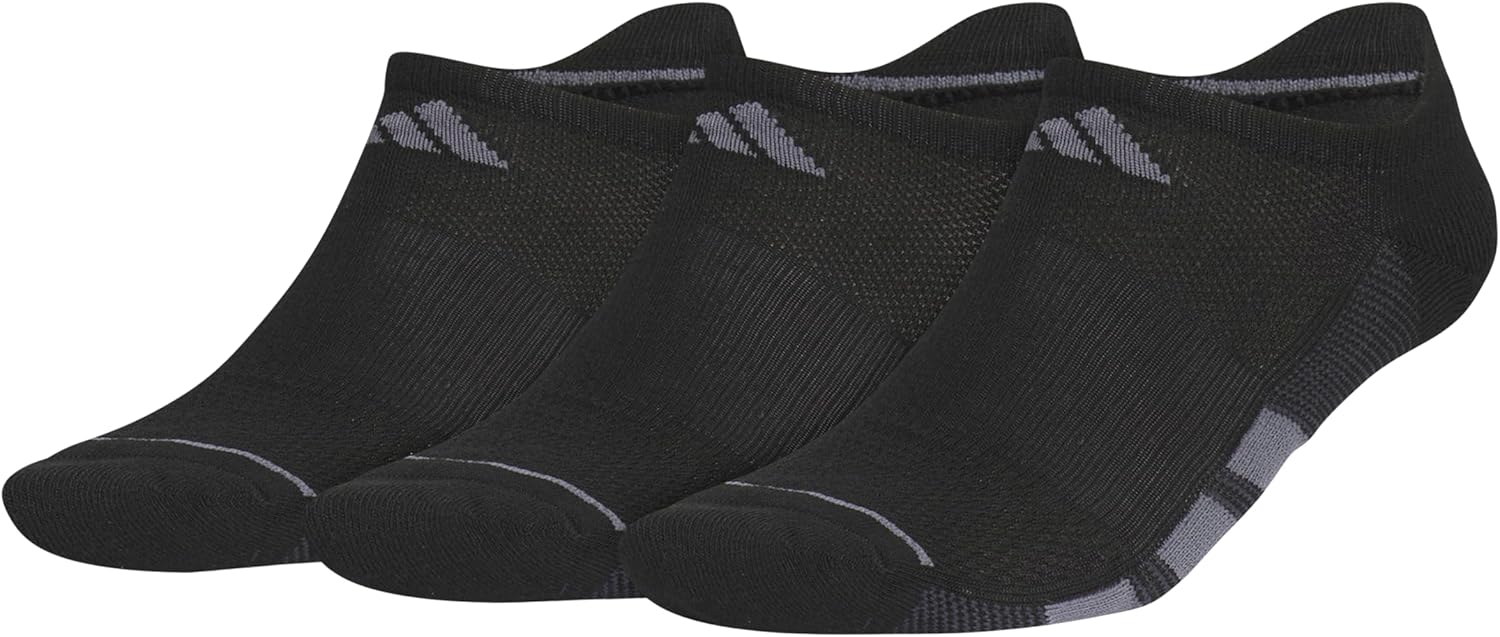 adidas Men's All Day Training No Show Socks Engineered for Sport Performance with Targeted Cushioning for Running (3-Pair)
