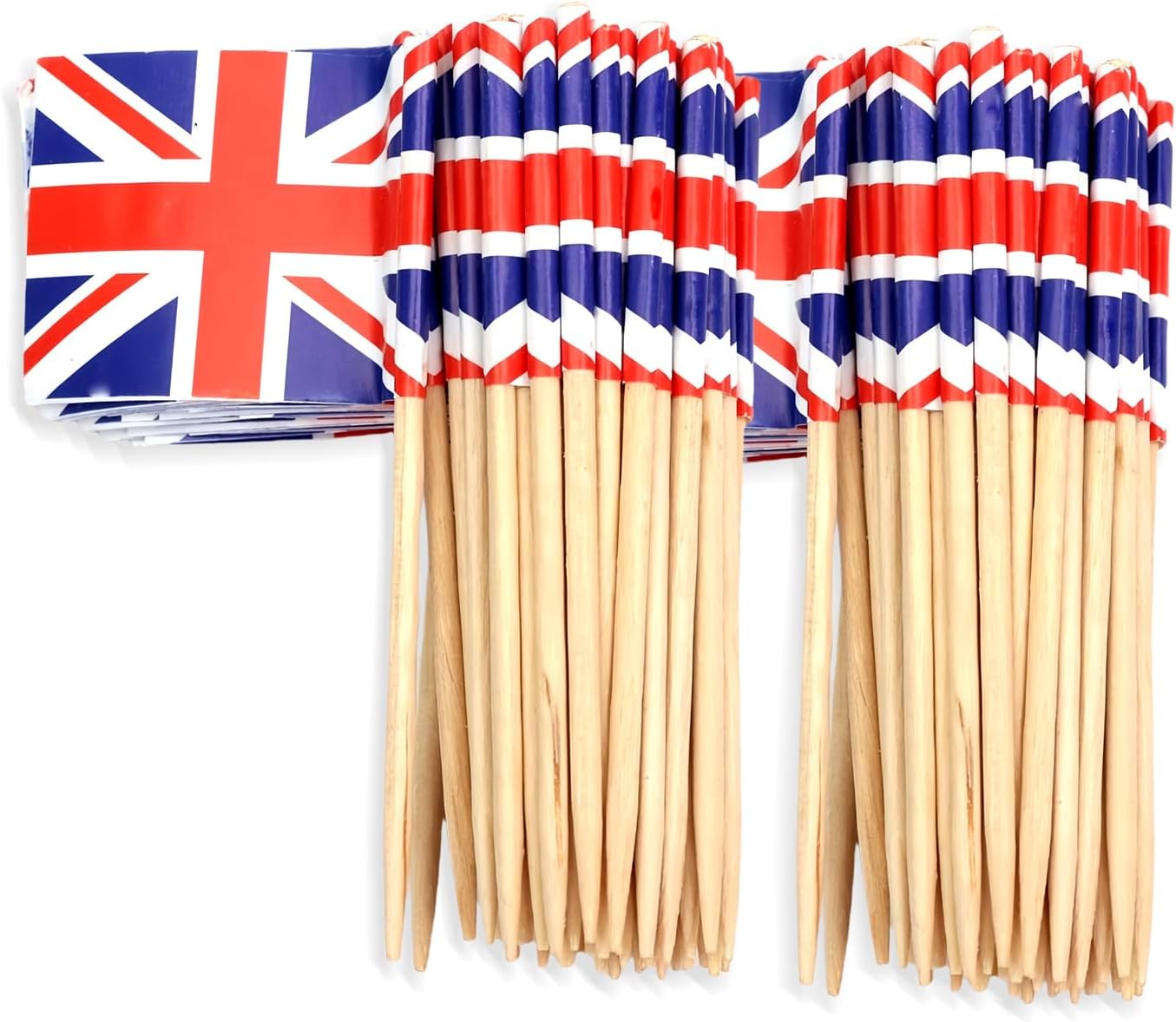 100pcs Union Jack Toothpick Flags for ve day 80th anniversary decorations, Mini ve day union jack cocktail stick sandwich flag,Britain Cupcake Toppers for Euro World Cup Pub Royal Event Party Supplies