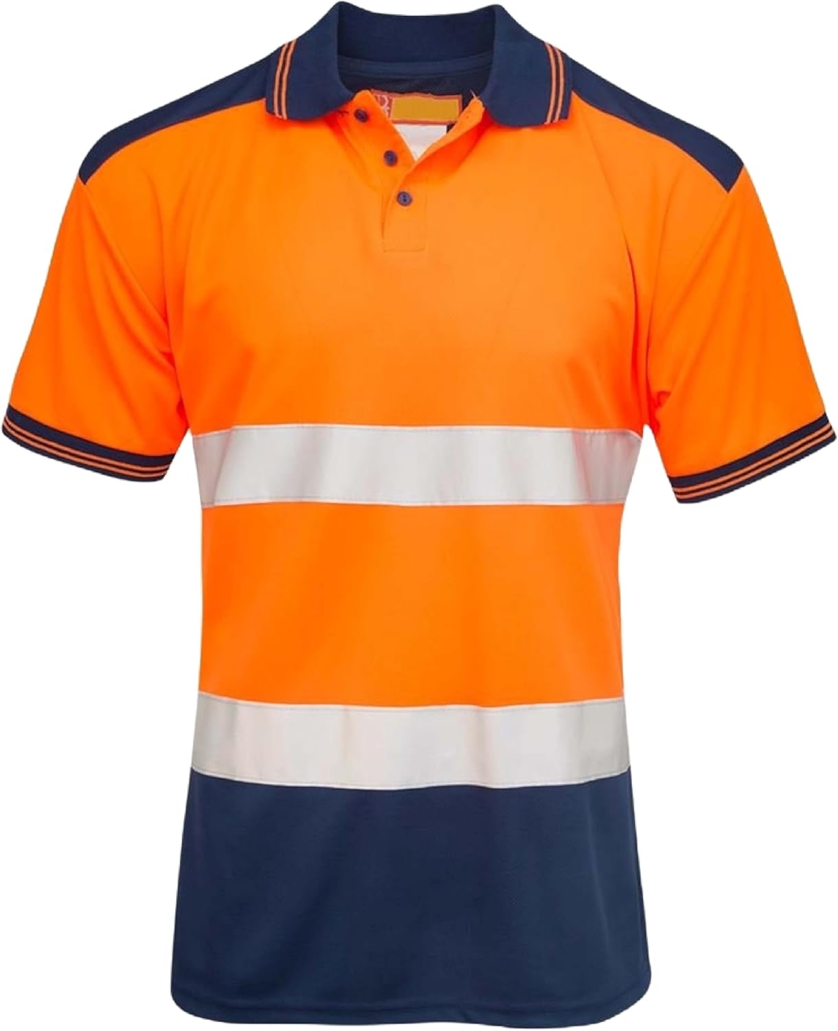 shelikes Mens Polo Hi Vis VIZ Visibility Contrast 2 Two Tone Workwear Tshirt Tee Top