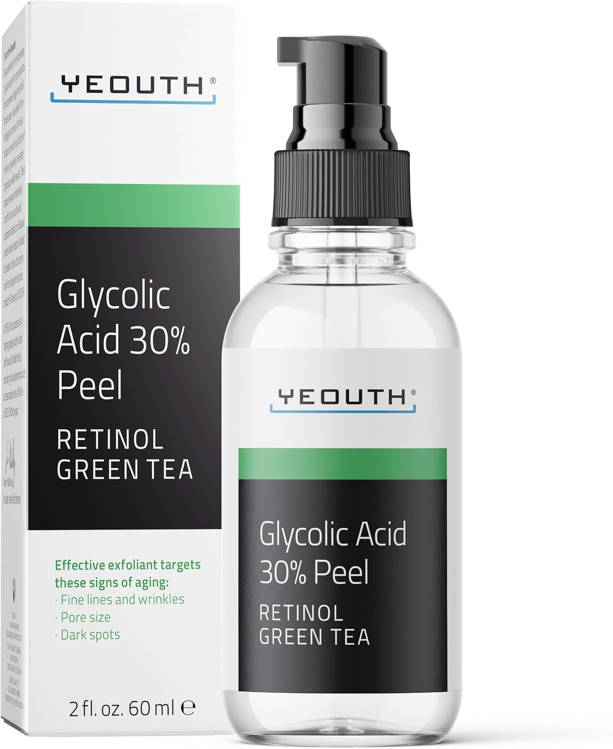 YEOUTH Glycolic Acid Peel for Face, At Home Exfoliator Aha 30% Glycolic Acid Face Peel with Retinol, Designed to Refresh & Smooth the Appearance of Skin 60ml