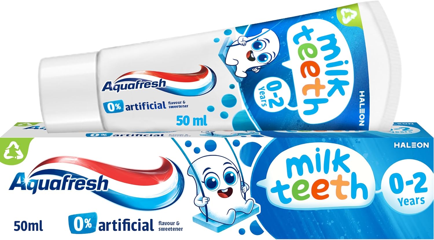 Aquafresh Milk Teeth Baby Toothpaste 0-2 years, Toddler Toothpaste for Infants, Gentle care for Milk Teeth, 50ml