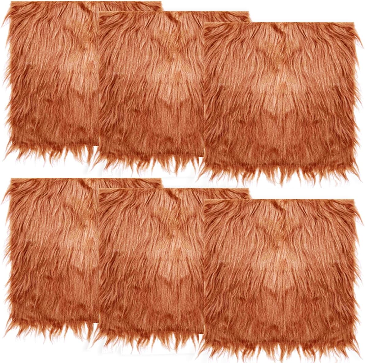 Faux Fur Fabric Christmas Winter Squares Shaggy Fur Fabric Patches Brown 10x10 Inch for DIY Craft Hobby Halloween Winter Costume Decoration