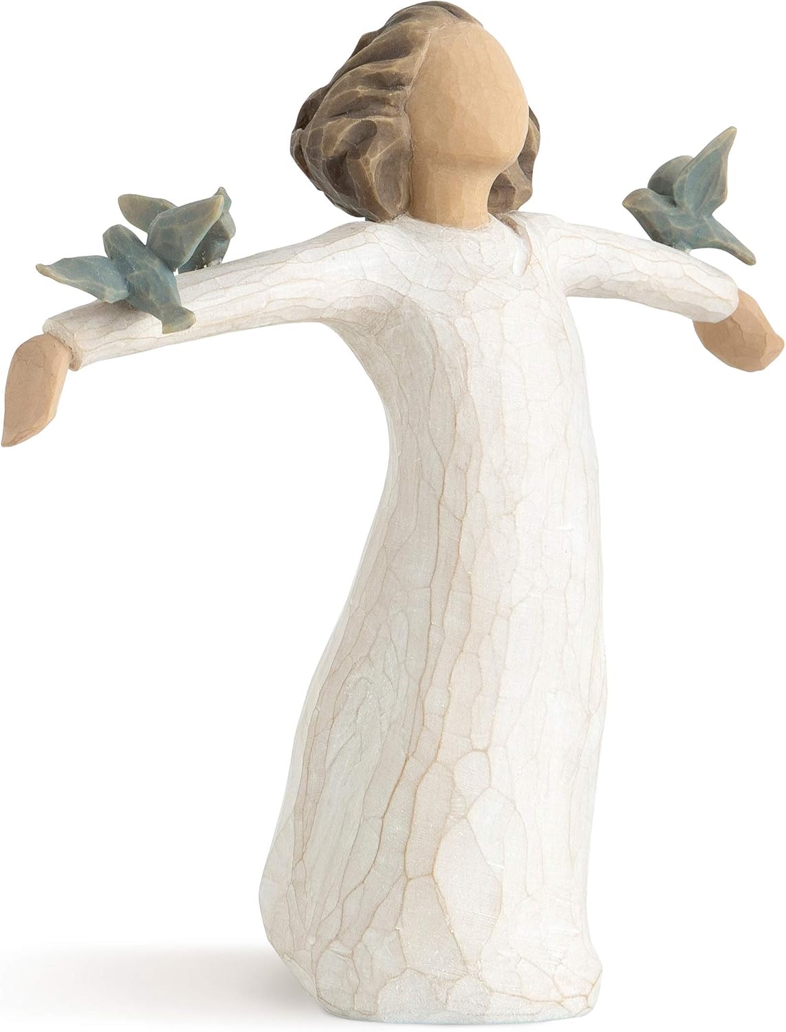 Willow Tree Happiness, Free to Sing, Laugh, Dance, Create, Figure with 3 Bluebirds on Arms, Gift for Graduates or to Encourage and Support Creative Expression, Sculpted Hand-Painted Figure
