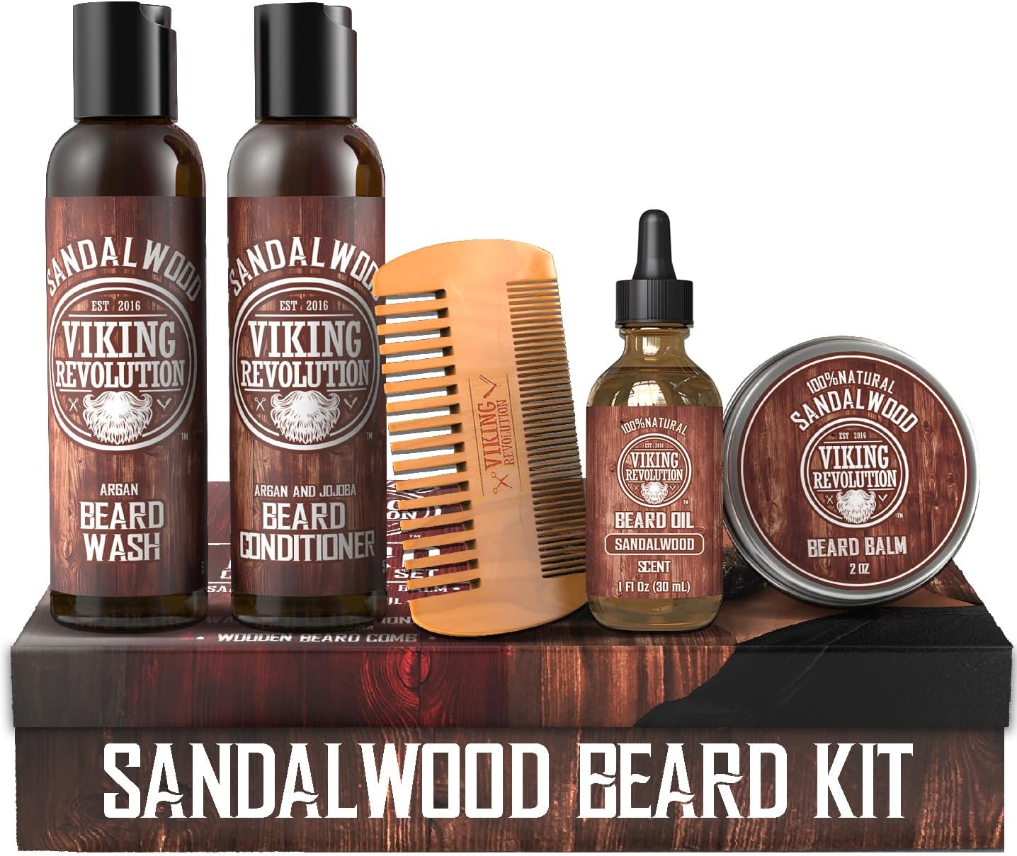 Viking Revolution Beard Conditioning Kit - Sandalwood, 5 Products Included