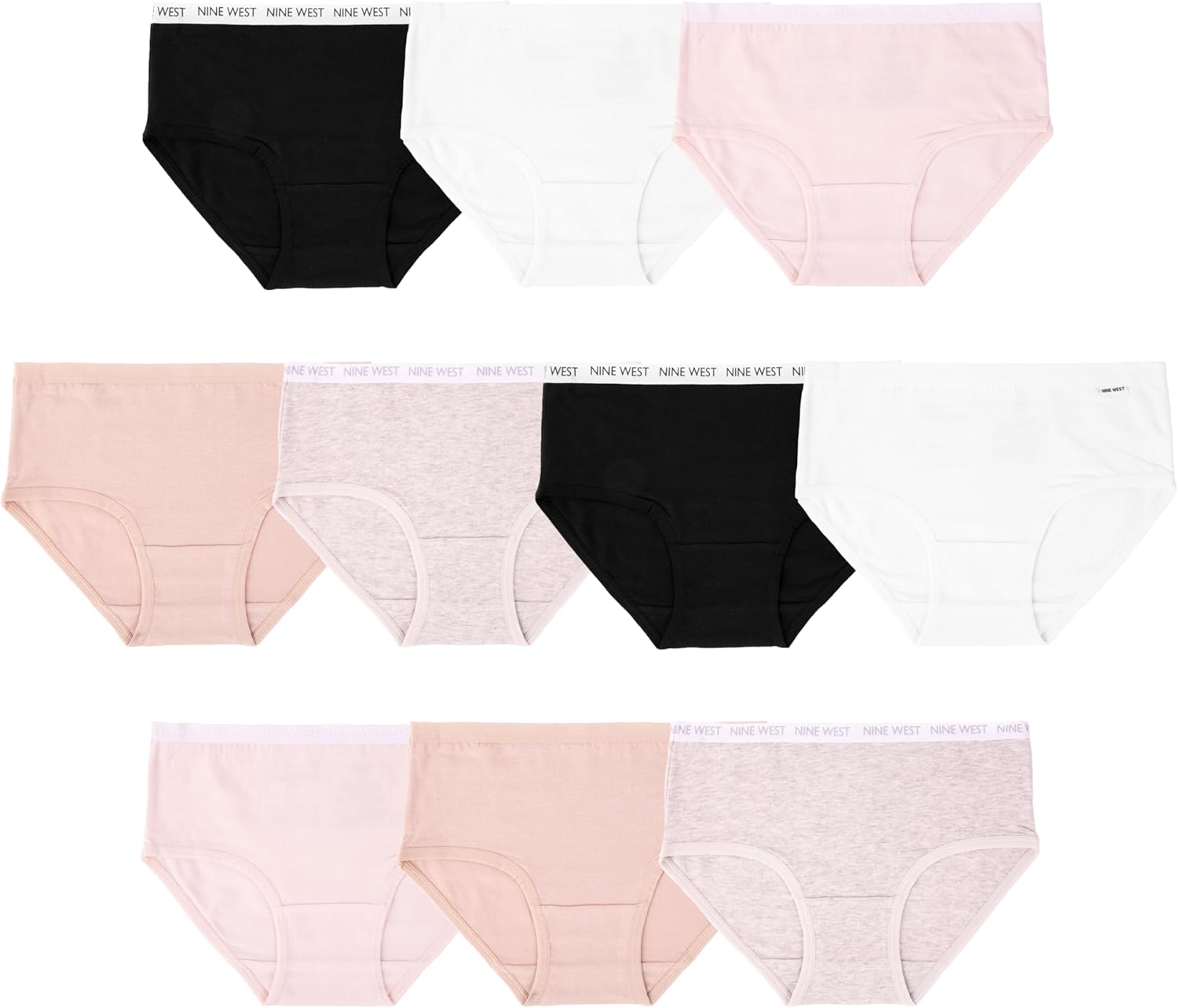 Nine West Girls' Exclusive 10-Pack Super Soft Cotton Blend Panties in Sizes 4, 6, 8, 10, 12 & 14
