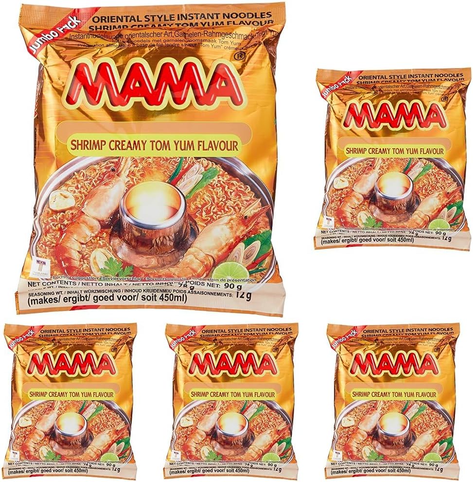 Mama Creamy Shrimp Tom Yum Flavour Noodle 90 g (Pack of 5)