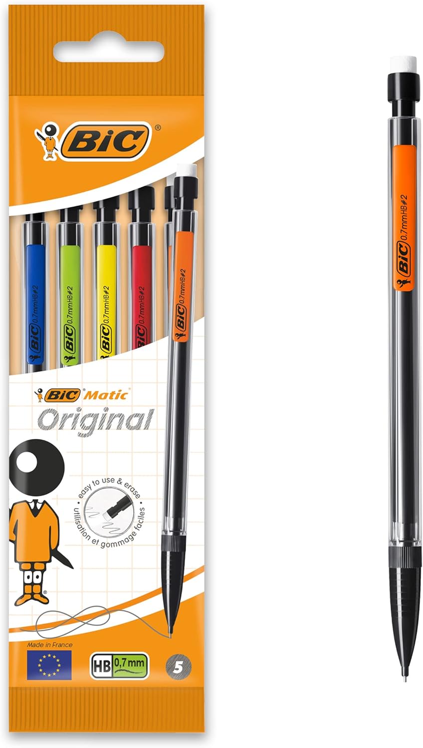 BIC Matic Original 0.7mm Mechanical Pencils 5 Pack, black
