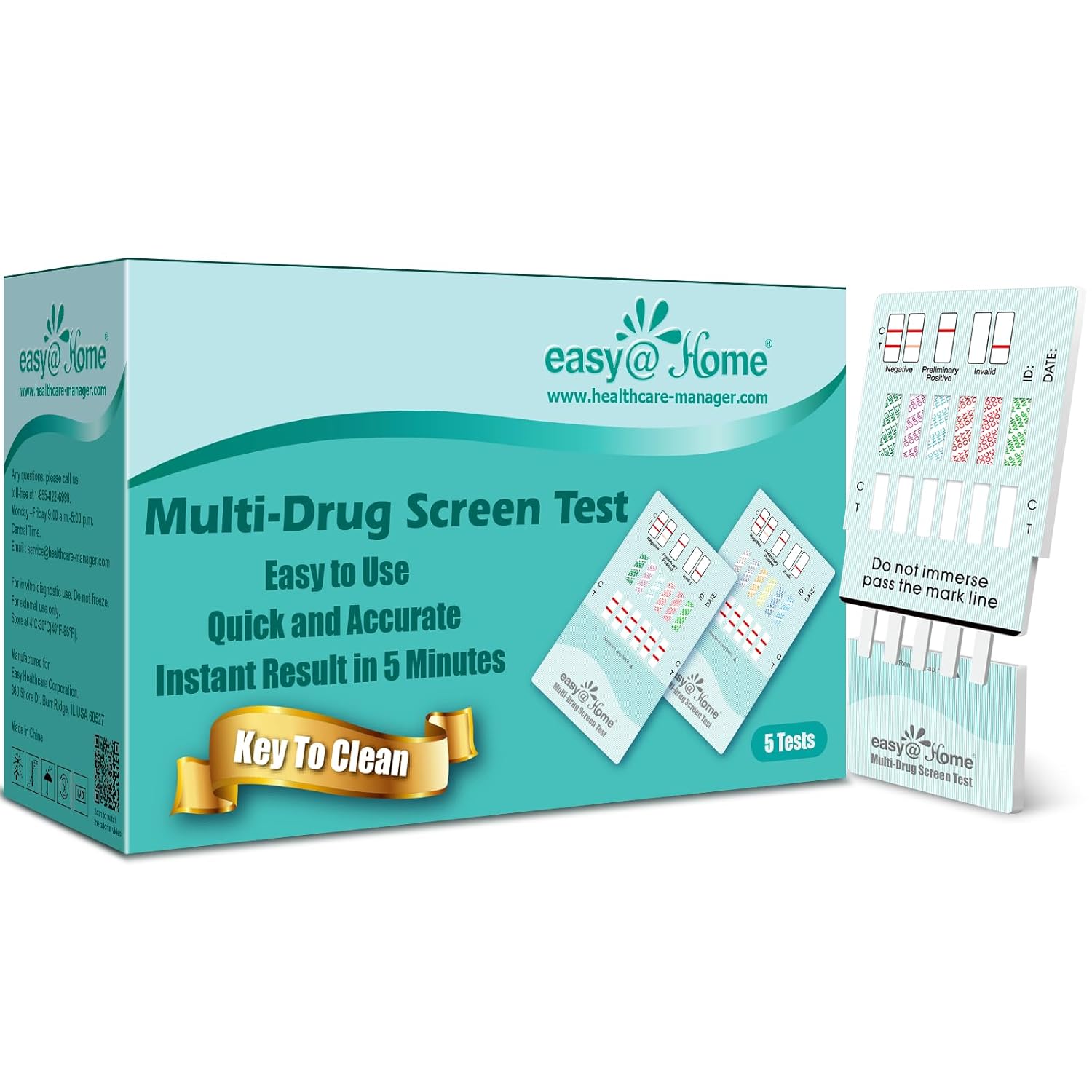 Easy@Home 12 Panel Instant Drug Test Kits - Testing Marijuana (THC),COC, OPI 2000, AMP,BAR,BZO,MDMA,MET/mAMP, MTD, OXY,PCP,PPX- EDOAP-1124-5 Pack FSA or HSA Eligible