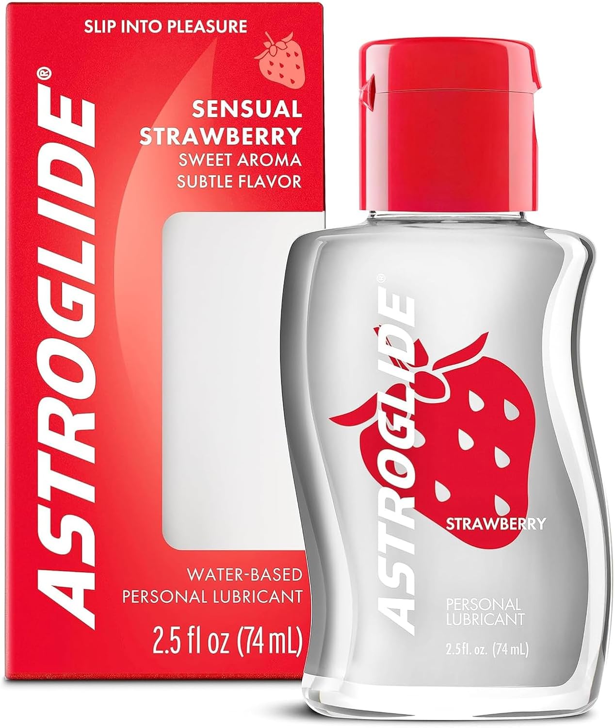 Astroglide Water Based Flavored (2.5oz), Edible Strawberry Personal Lubricant for Men, Women and Couples, Safe for Toys, Travel-Friendly Size