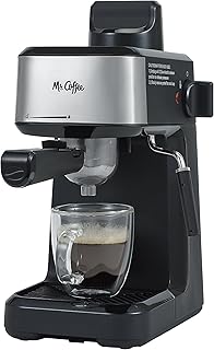 Mr. Coffee 4-Shot Steam Espresso, Cappuccino, and Latte Maker with Stainless Steel Frothing Pitcher