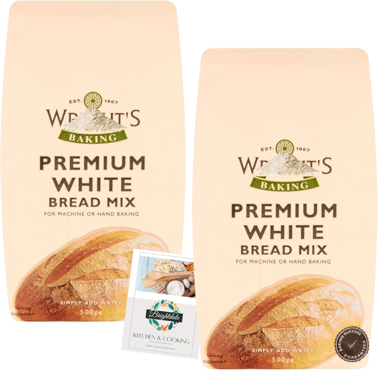 Bread Mix Bundle with Wrights Premium White Bread Mix 500g 2 Pack + Brightdale Kitchen Booklet