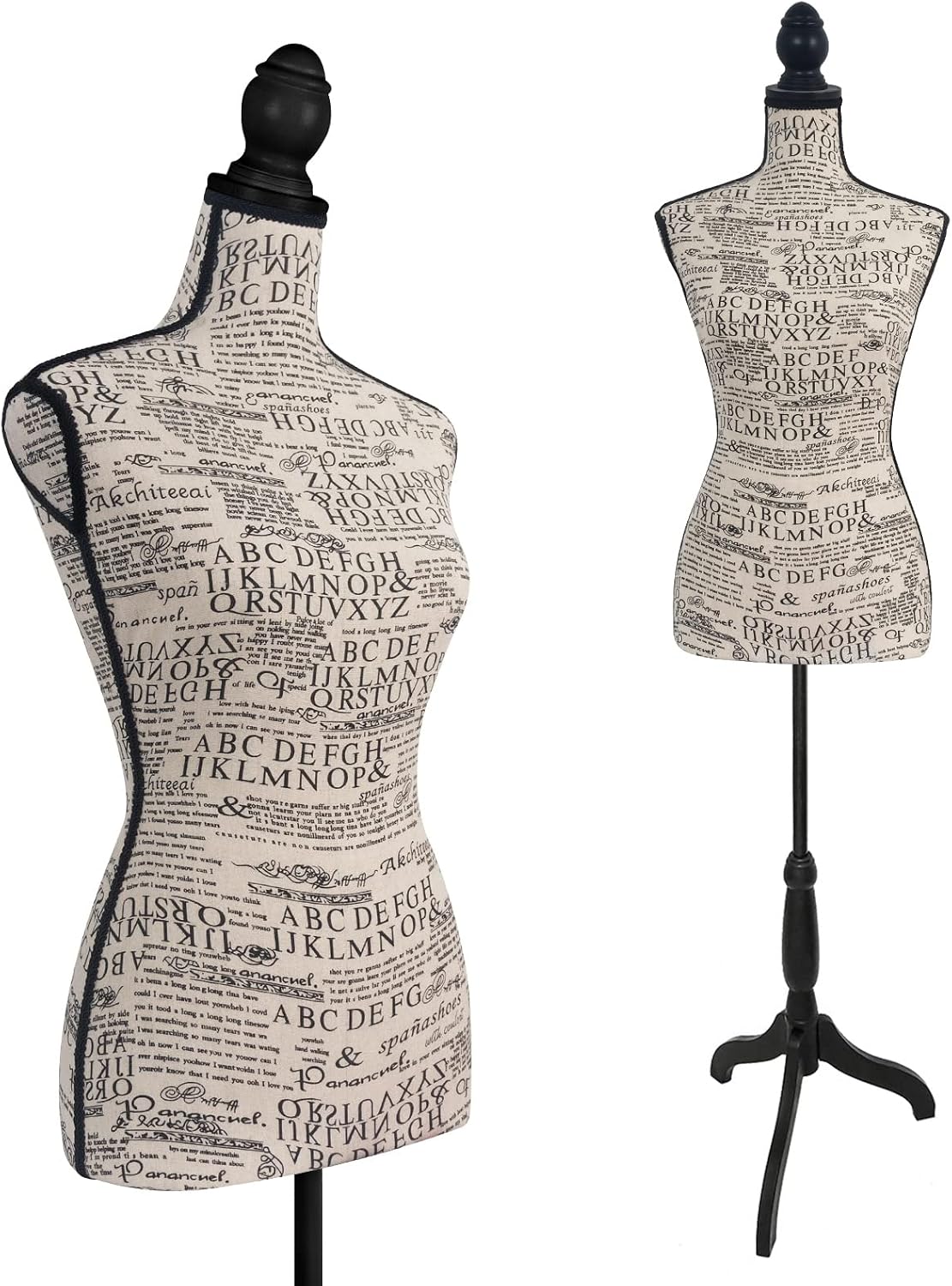 Female Mannequin Body, Dress Form Sewing Mannequin Torso with Adjustable Tripod Stand, Manikin Dressmakers Dress Jewelry Display(Fabric)