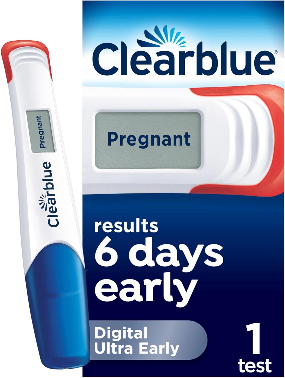 Clearblue Pregnancy Test, Digital Ultra Early Detection (10 mIU/ml), Results 6 Days Early, 1 Digital Test, Packaging May Vary