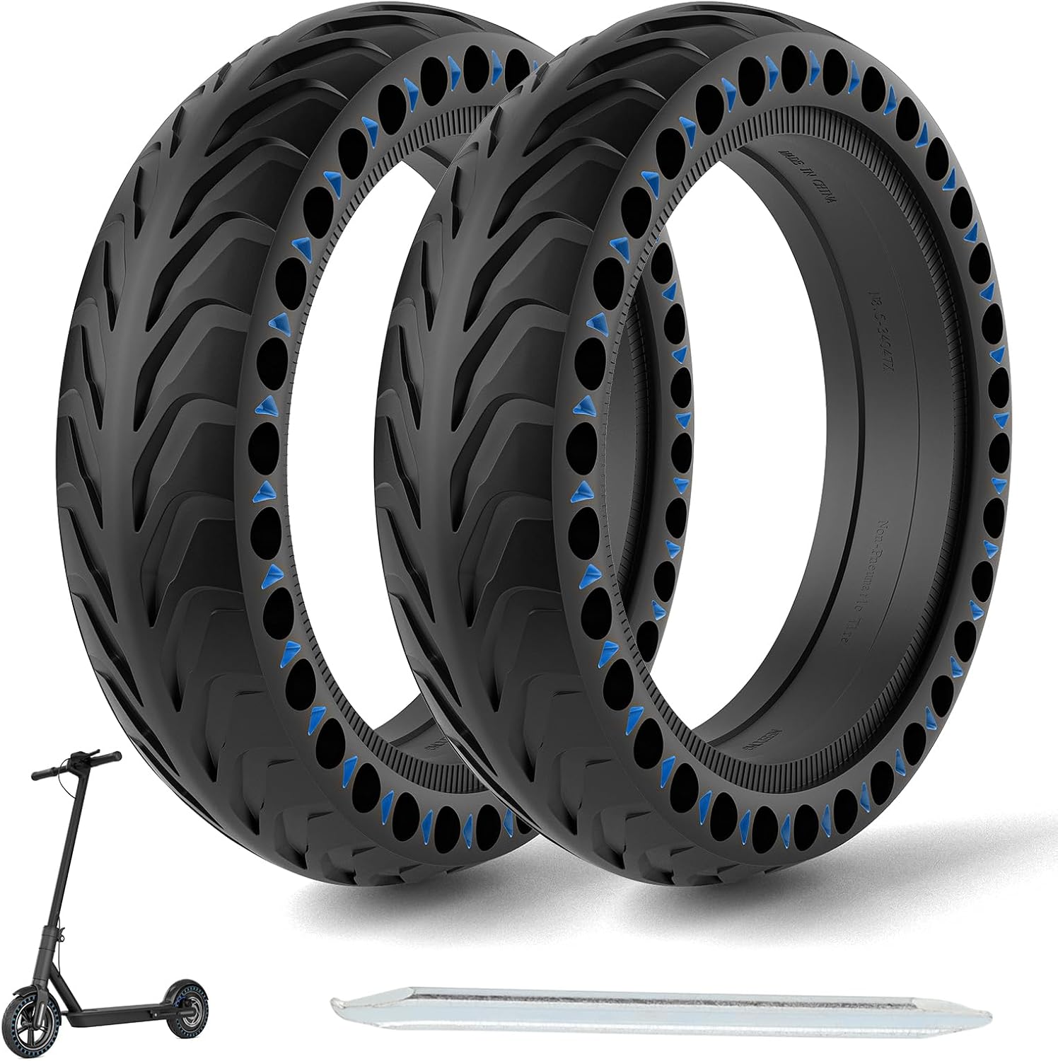 OUXI Xiaomi Tyre, Electric Xiaomi Scooter Tyre Solid 8.5 Inch Puncture Proof Explosion Proof Rubber Tubeless Xiaomi Scooter Wheel Front/Rear for Xiaomi Mijia M365 Pro Gotrax gxl/XR/V (2PCS Blue)