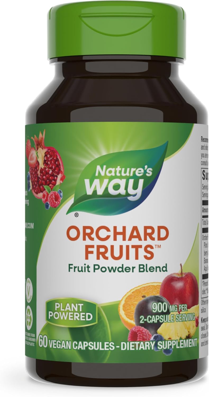 Nature's Way Orchard Fruits, Fruit Powder Blend, Contains 12 Different Fruits, 900mg Per 2-Capsule Serving, 60 Capsules (Packaging May Vary)