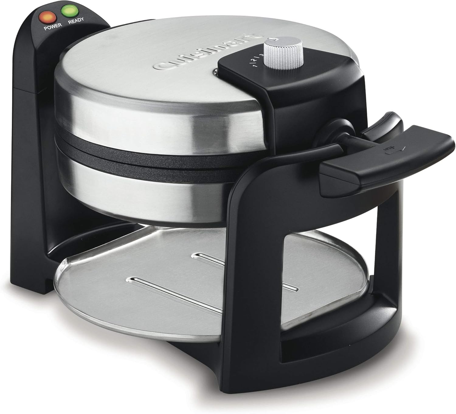 Cuisinart Flip Belgian Waffle Maker, NonStick, Stainless Steel, 1" Thick | Round Belgian waffle maker with ready indicator light & adjustable browning to customize every waffle, WAF-F30NAS