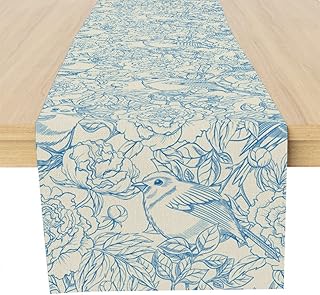 Blue Bird Nature Table Runner, Centerpiece Table Runner Decor for Dinning Room Kitchen Farmhouse Table Runner Decorations for Holiday Party, Housewarming Gifts for Women Friends Couple, 13X72Inches