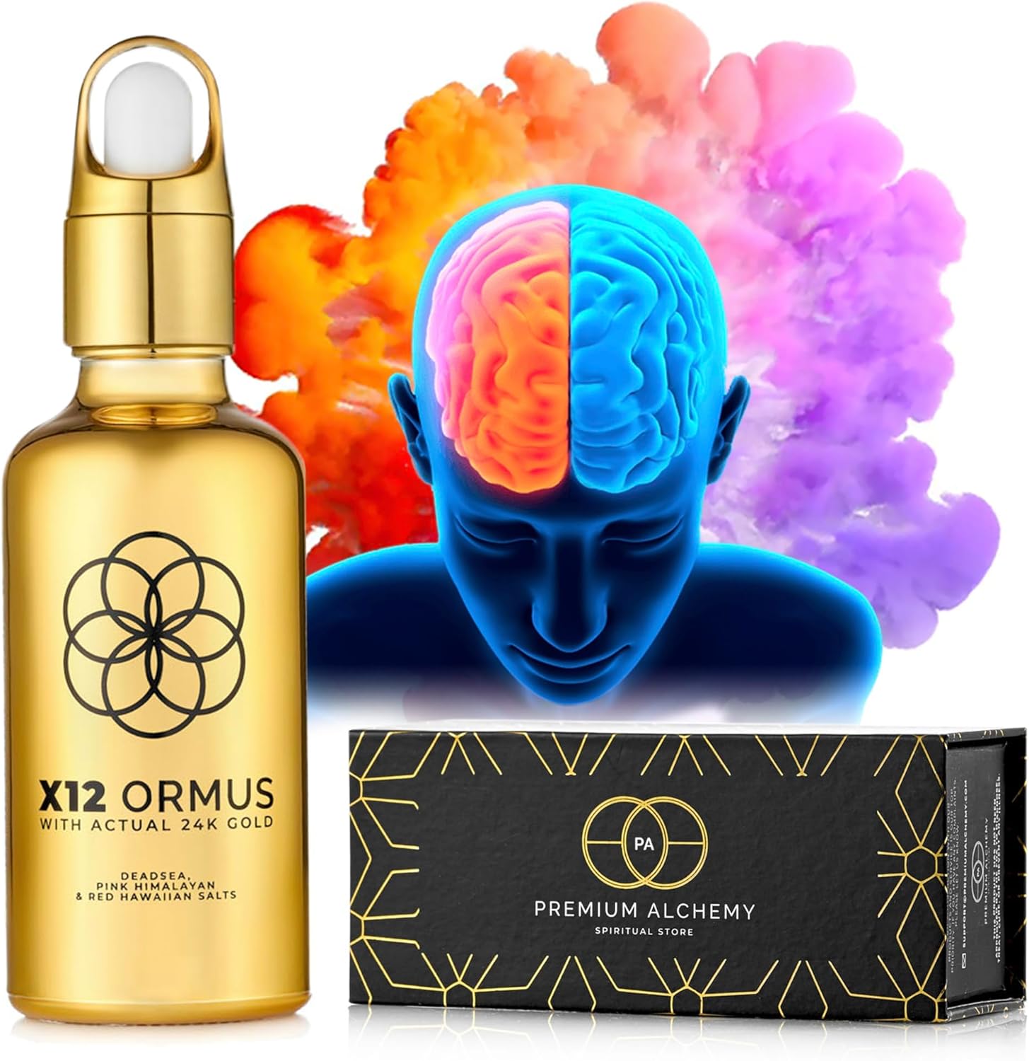 Ormus Monoatomic Gold Concentrate (HIGH Potency x12) - 1.7 fl. oz (50 ml) - Made by Real Alchemists Using 24k Food Grade Gold, Dead Sea Salt, Pink Himalayan Salt, and Red Hawaiian Salt
