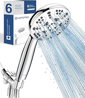 6-Mode High Pressure Handheld Shower Head Set, Consumer Reports Recommended HOPOPRO High Flow Hand Held Showerhead with 59 Inch Hose Bracket Teflon Tape Rubber Washers