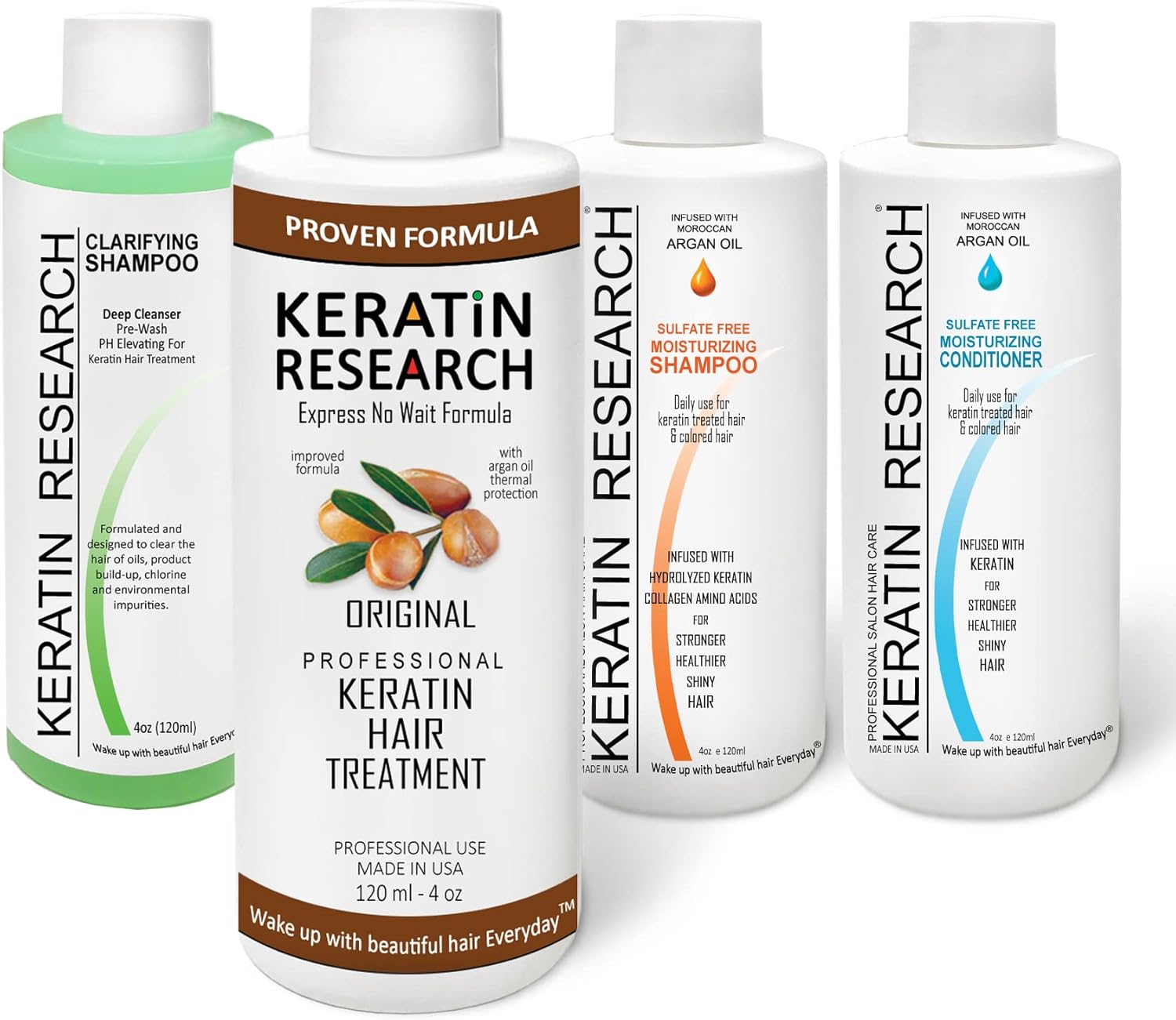 Brazilian Straight Complex Keratin Hair Treatment 4pc Blowout Professional Results Get Straightens Smooth Frizz Free Hair instantly With Argan Oil FORMALDEHYDE-FREE Keratin gold standards 3-6 months