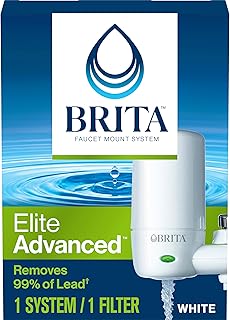 Brita Faucet Mount Water Filter for Sink, Removes 99% of Lead, Elite Advanced Filtration System, Includes 1 Replacement Filter, White