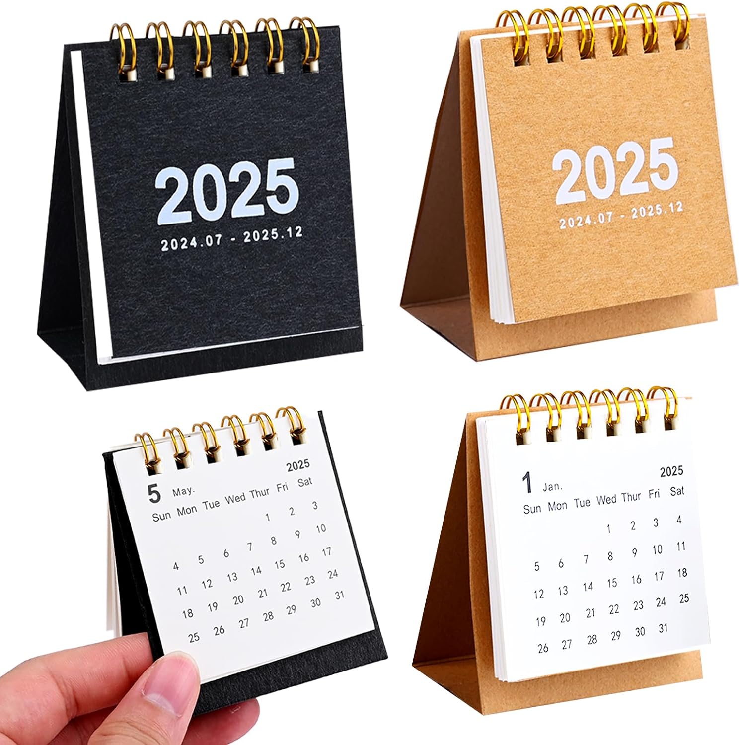 2Packs Mini Desk Calendar 2025-2026, Small Standing Flip Desk Calendar 2026, July 2025 until Dec 2026 Monthly Desktop Calendar for Daily Schedule School Office Supplies