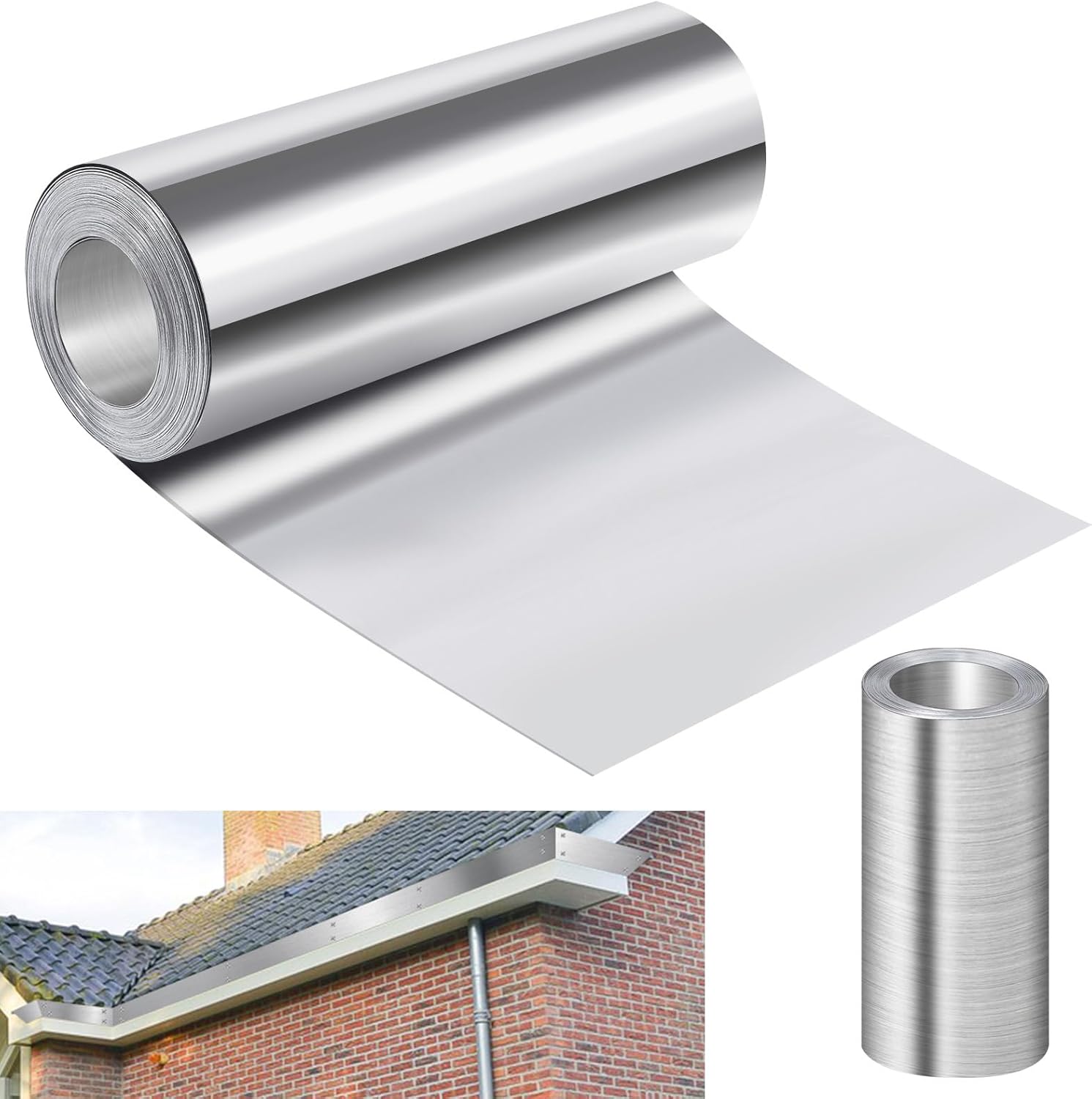 succulentlovers 8'' x 50' Aluminum Flashing Roll - Roof Flashing, 0.2mm Thickness Aluminum Roof Panels, Metal Roof Flashing for Sealing Windows Doors, Shed Weatherproofing Areas