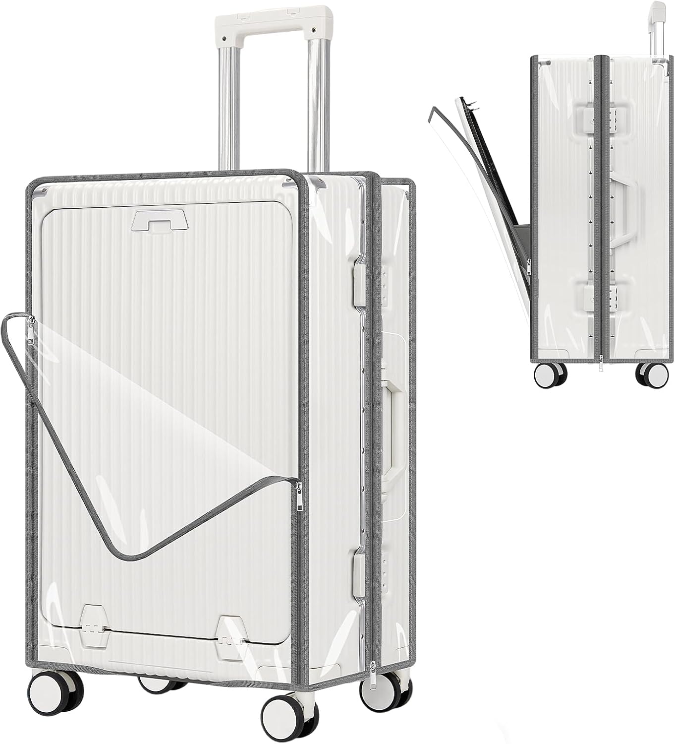 Yotako Clear PVC Suitcase Cover Protector for Front Open Suitcases - 28inch Luggage Cover Double Zipper Design