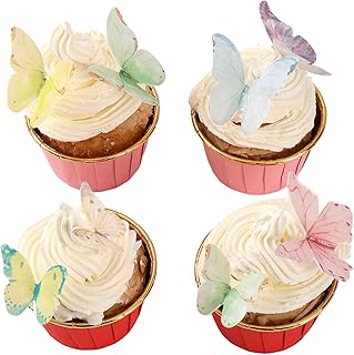 40Pcs Wafer Paper Butterfly Cupcake Cake Toppers Edible Butterflies for Cake Decorations Colorful Butterfly Cake Toppers for Wedding Birthday Party Cupcakes Decorating Supplies(Mix Color Size)