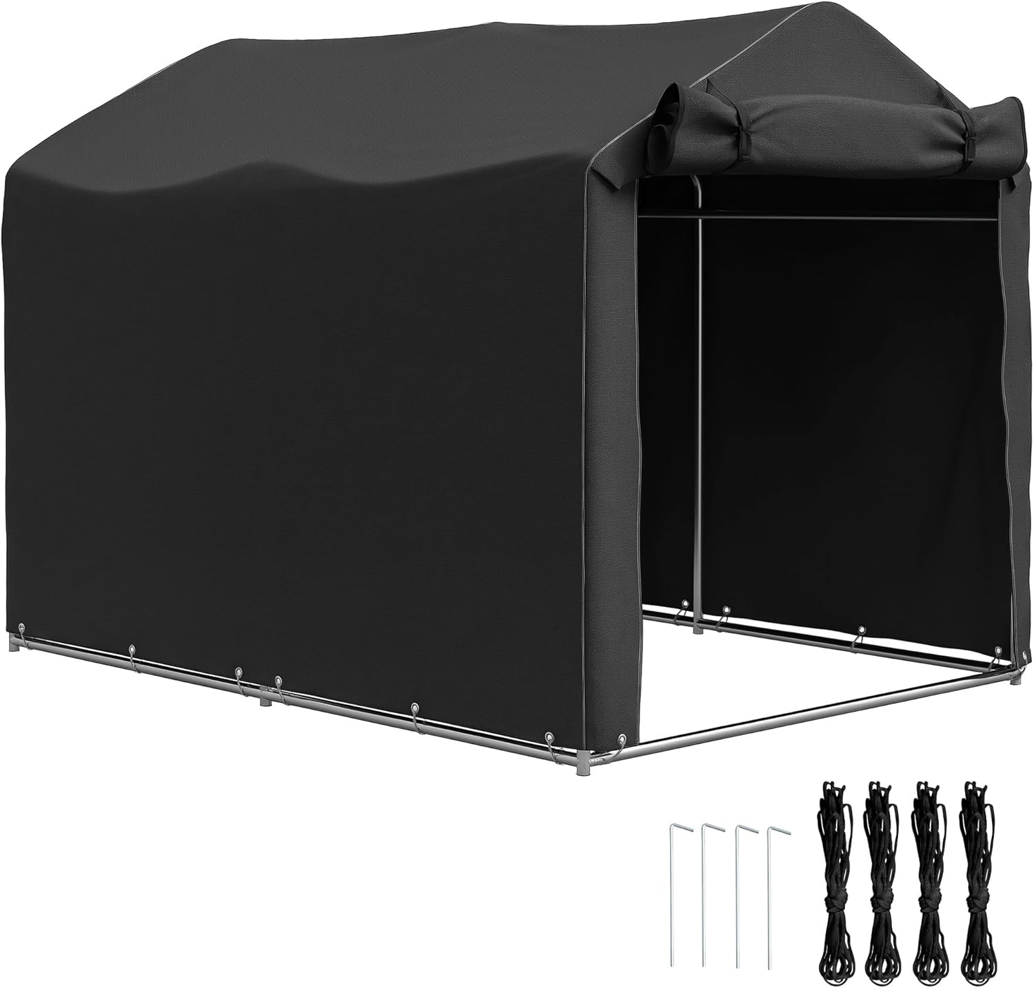 Outsunny 2.2 x 1.6 m Garden Storage Tent, Waterproof Anti-UV Bike Tent with Roll-up Zipper Door, Galvanised Outdoor Storage Shelter Carport for Bike, Motorbike, Garden Tools, Black