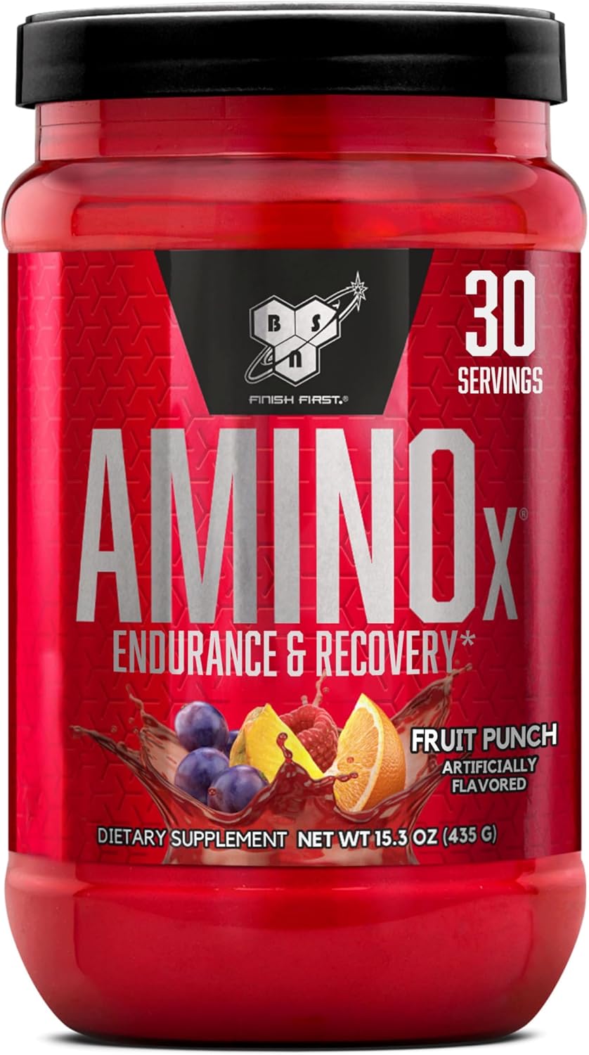 BSN Amino X BCAAs Recovery Powder, Caffeine Free, Fruit Punch, 30 Servings