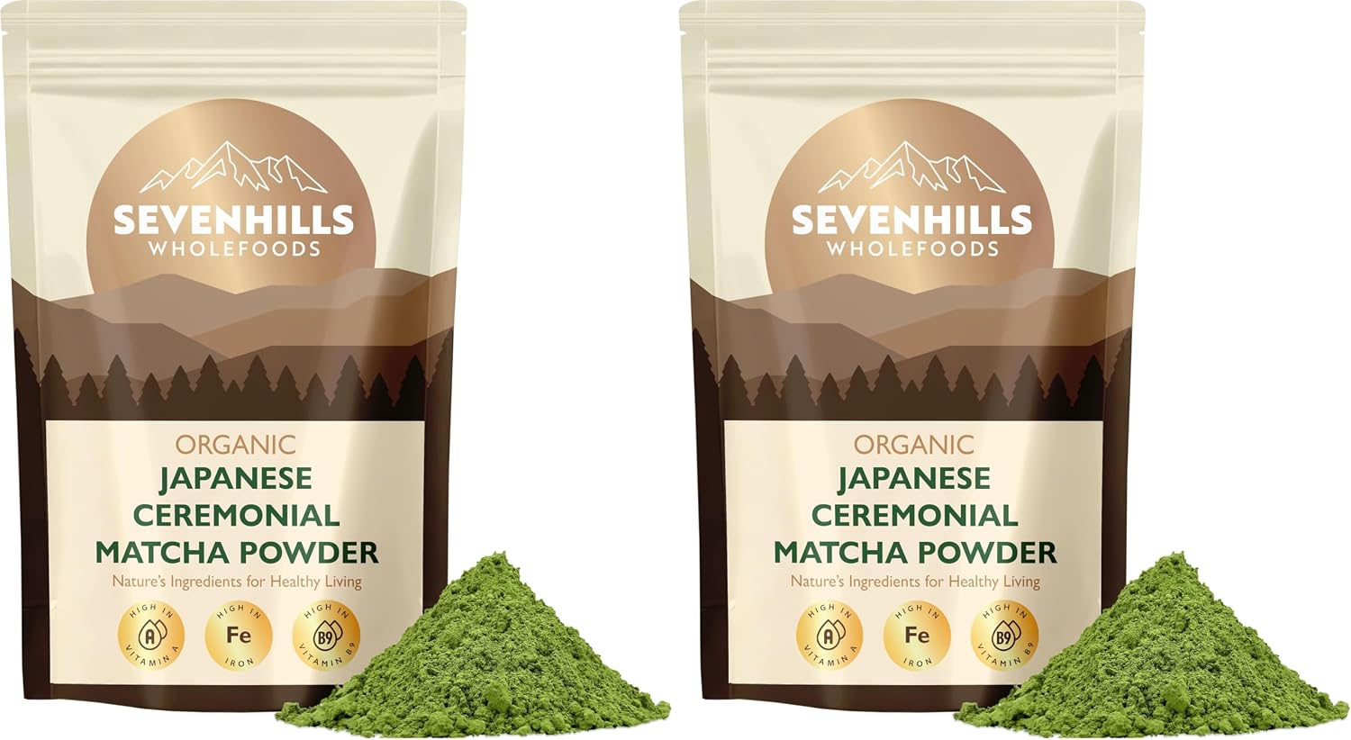 Sevenhills Wholefoods Organic Japanese Ceremonial Matcha 100g, from Uji, Kyoto, Japan, 33 Servings, Green Tea Powder, for Hot & Cold Drinks, Lattes, Smoothies (Pack of 2)