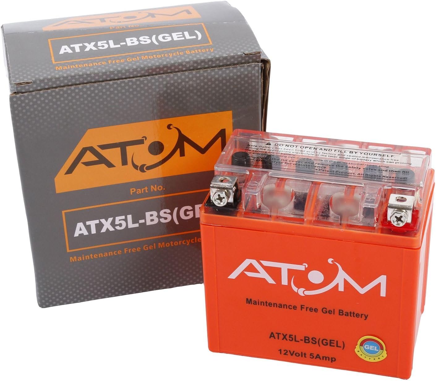 ATX5L-BS - Atom Gel Motorcycle Battery Factory Sealed 12V 5Ah