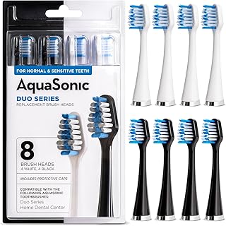 AquaSonic Duo Series Replacement Brush Heads | for Normal & Sensitive Teeth | Compatible with Duo Series & Home Dental Center Toothbrush Handles | NOT Compatible with Duo Series Pro