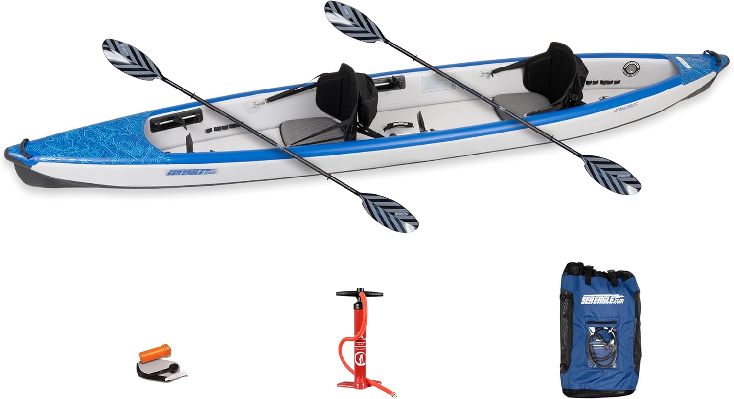 Sea Eagle RazorLite Inflatable Kayak - Lightweight, Drop Stitch, High Speed Touring Kayak - Solo or Tandem - Tall Back Seat(s), Paddle(s), Backpack, Skeg and Pump