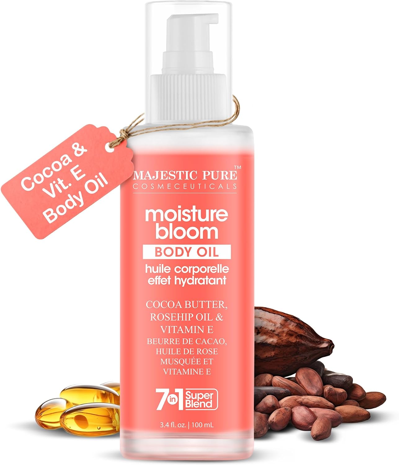 Majestic Pure Moisture Bloom Body Oil 100 ml | 100% Pure & Natural | Repair Dry, Damaged Skin | Moisturizing Skin | Deep Moisturizing Formula